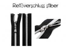 Reißverschluss 55cm schwarz silber Metallschiene